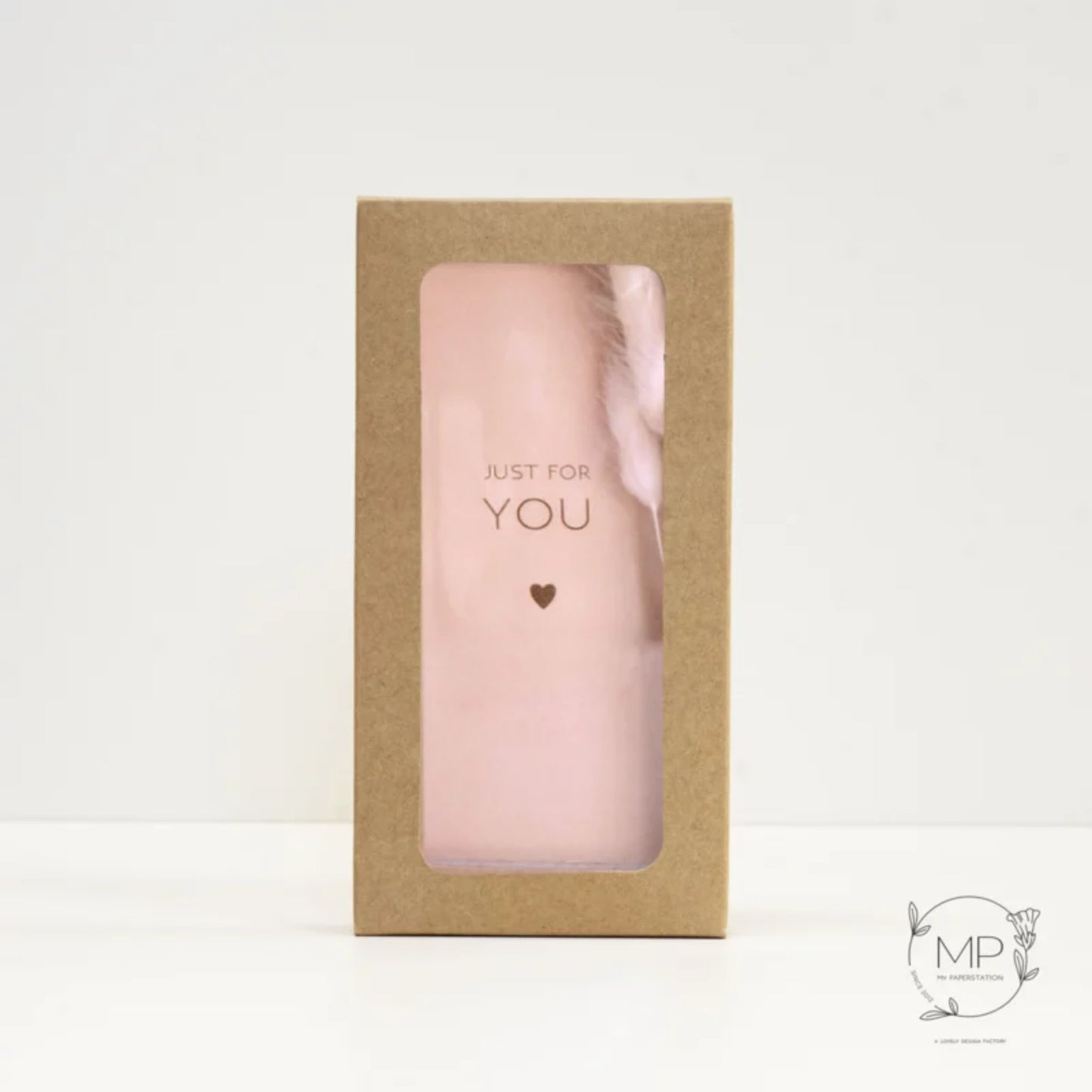 Droogbloemen kaart ‘Just for you’ met houder