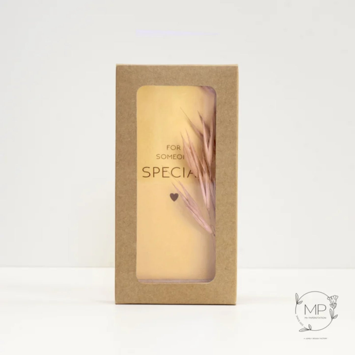 Droogbloemen kaart ‘Special’ met houder