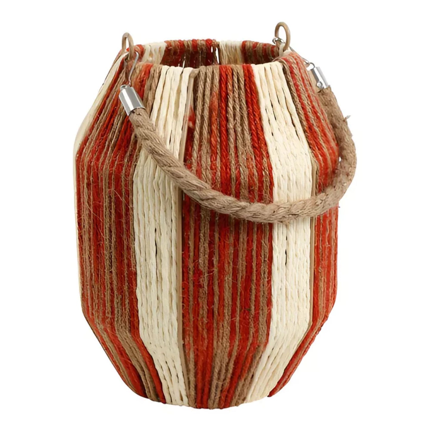 Windlicht Ella XL – Naturel & Terracotta H24 cm