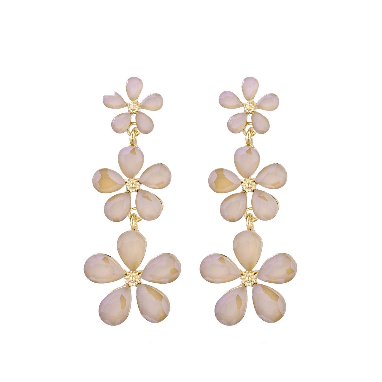 Bloemen Trio Oorbellen Taupe