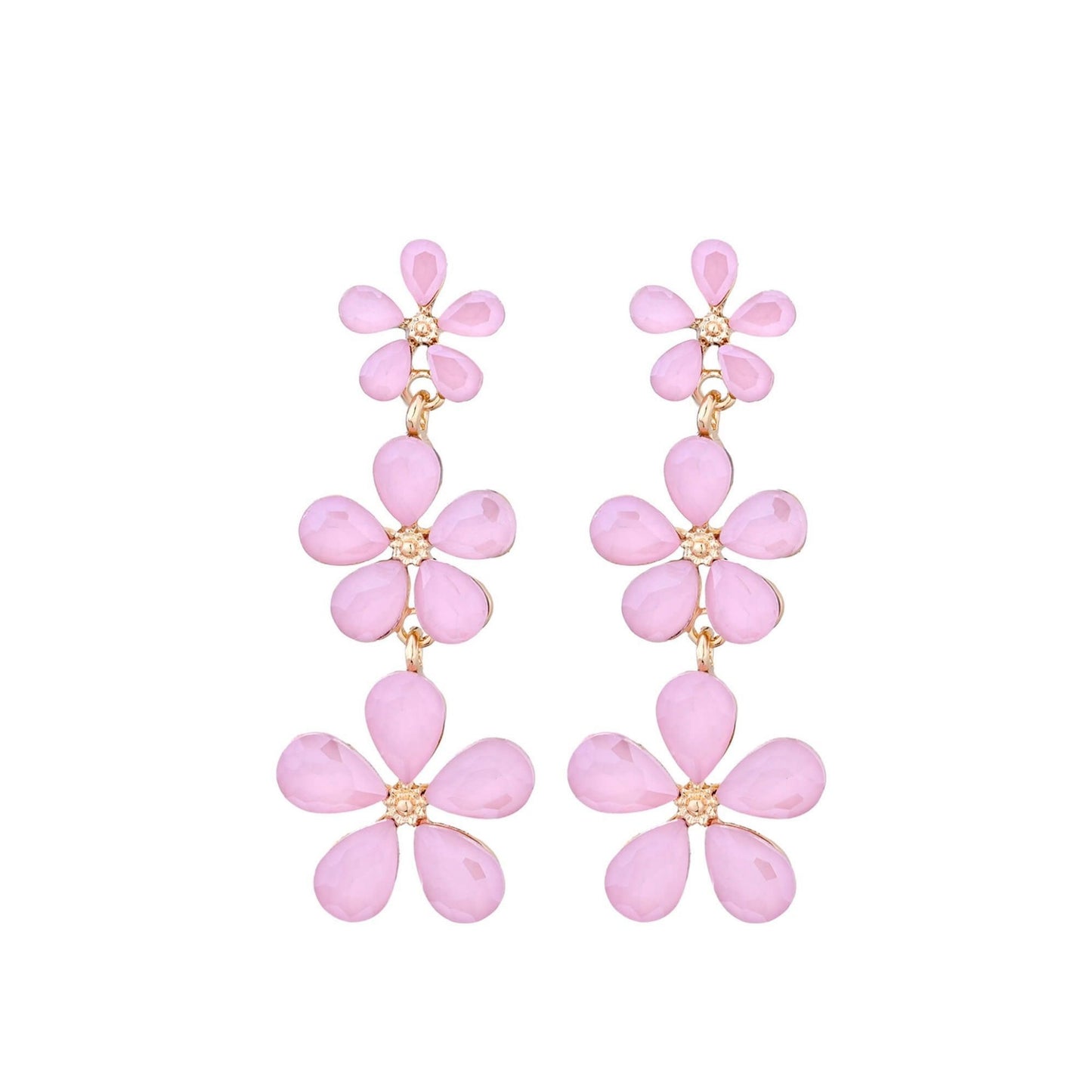 Bloemen Trio Oorbellen Roze