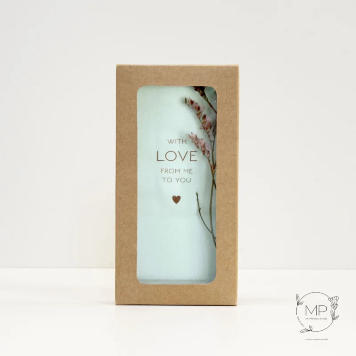 Droogbloemen kaart ‘With love’ met houder
