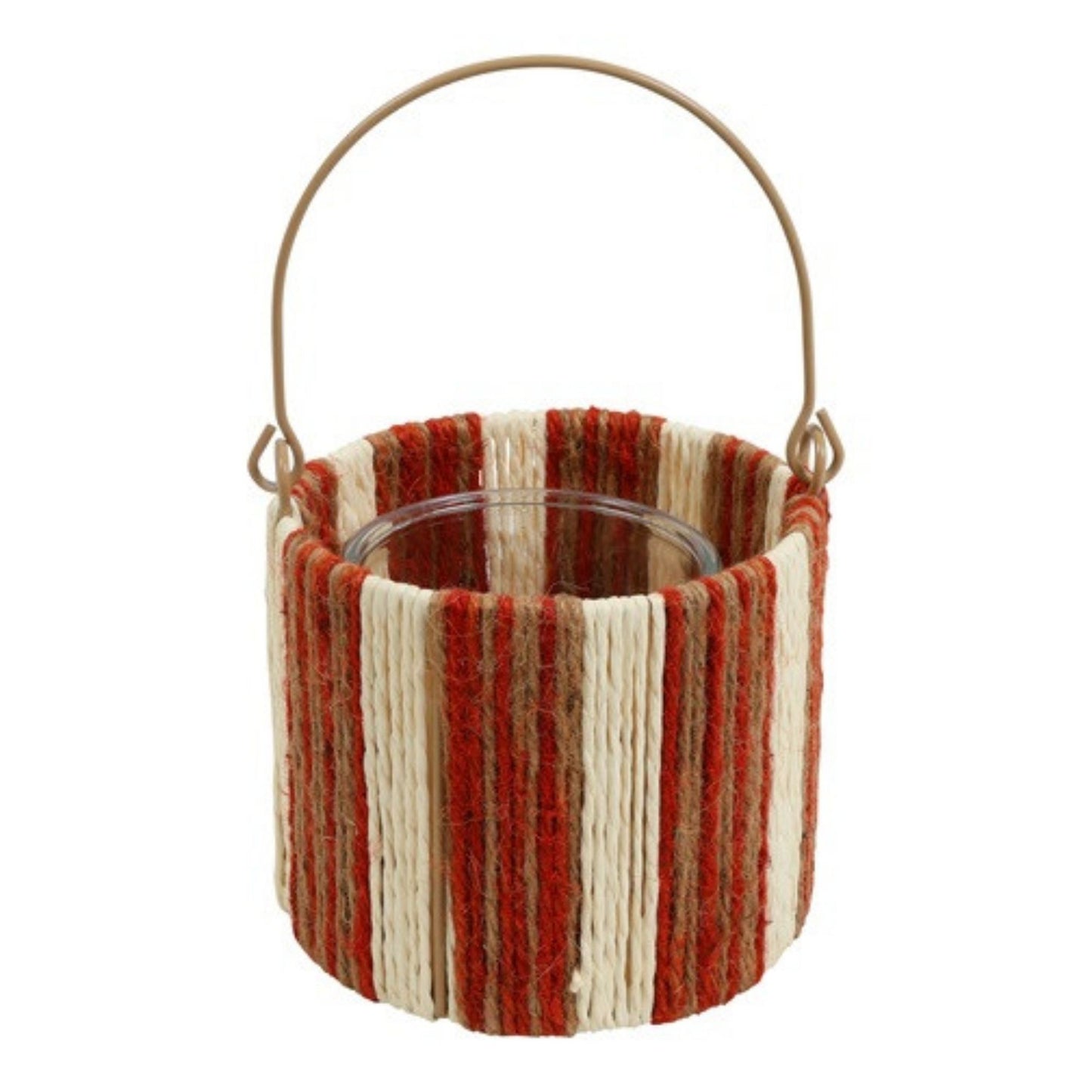 Windlicht Ella M – Naturel & Terracotta H12 cm