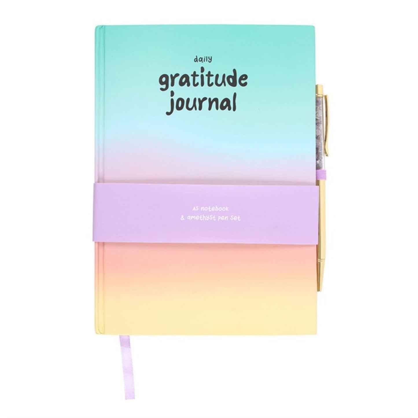 Gratitude Journal Regenboog met Amethist Pen