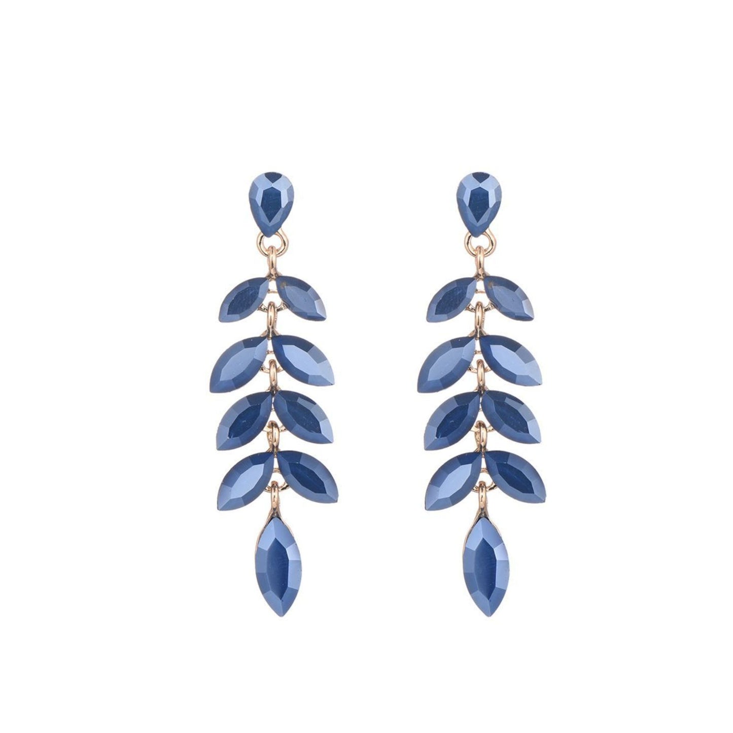 Leaf Dangle Donkerblauwe Oorbellen