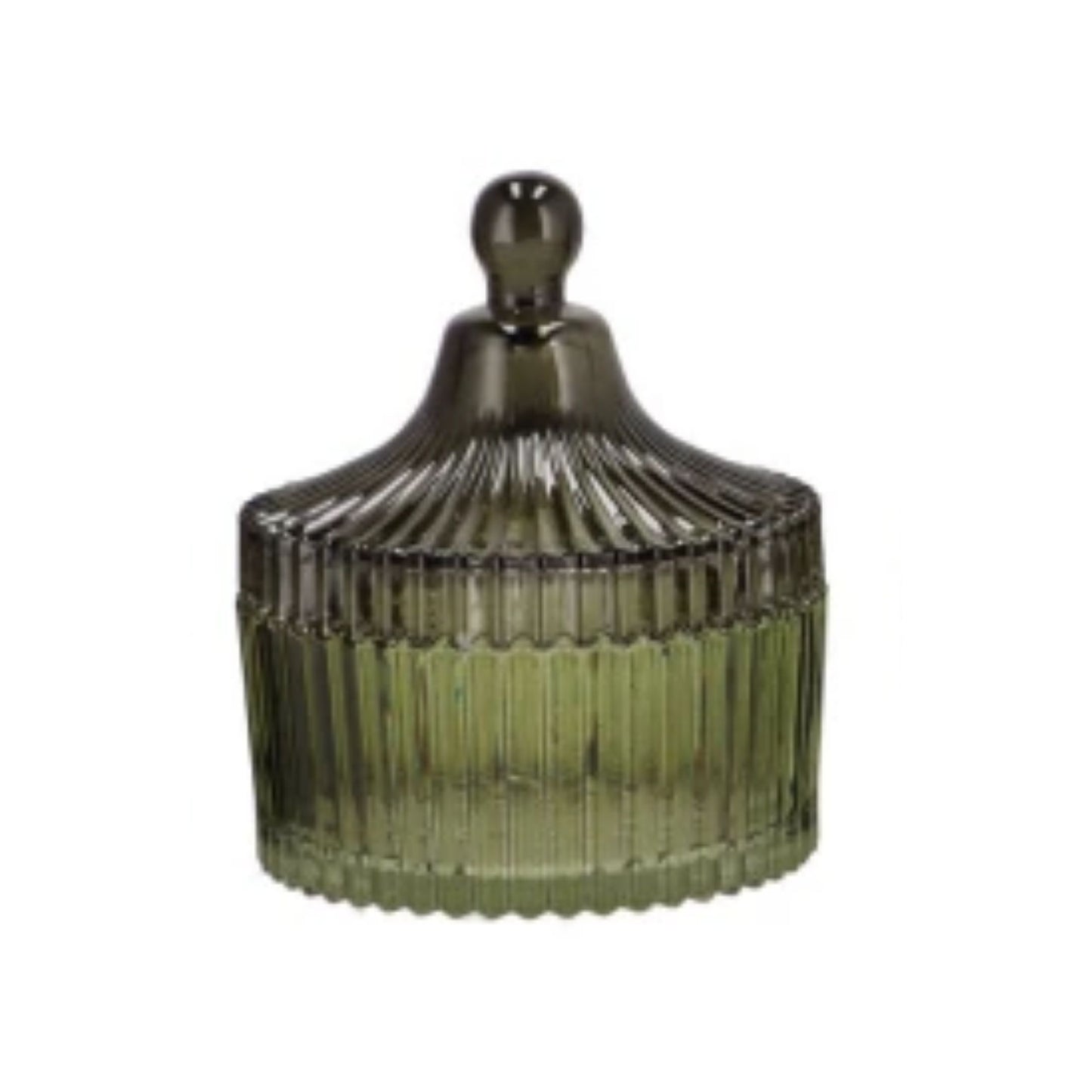 Decoratieve Glazen Pot met Deksel Groen – H11 x D13 cm