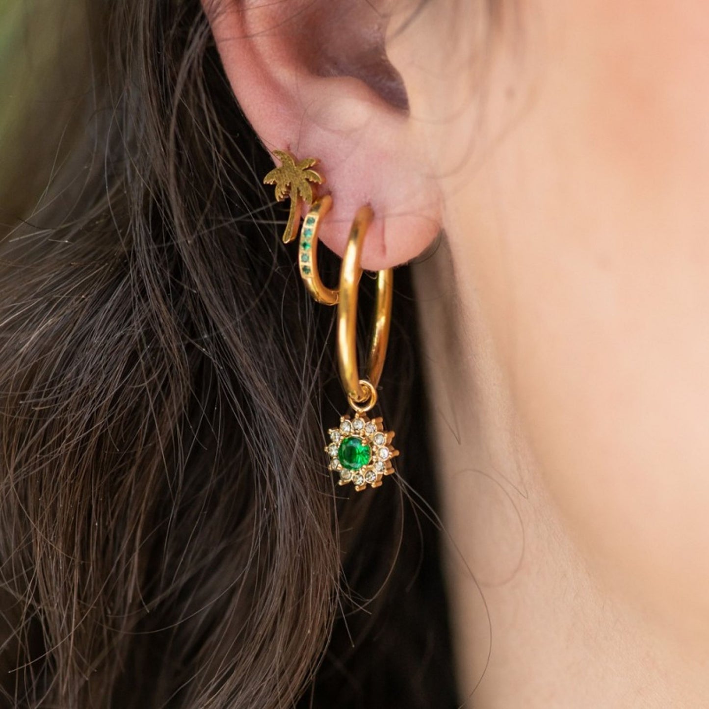 Lucia Emerald Oorbedeltjes