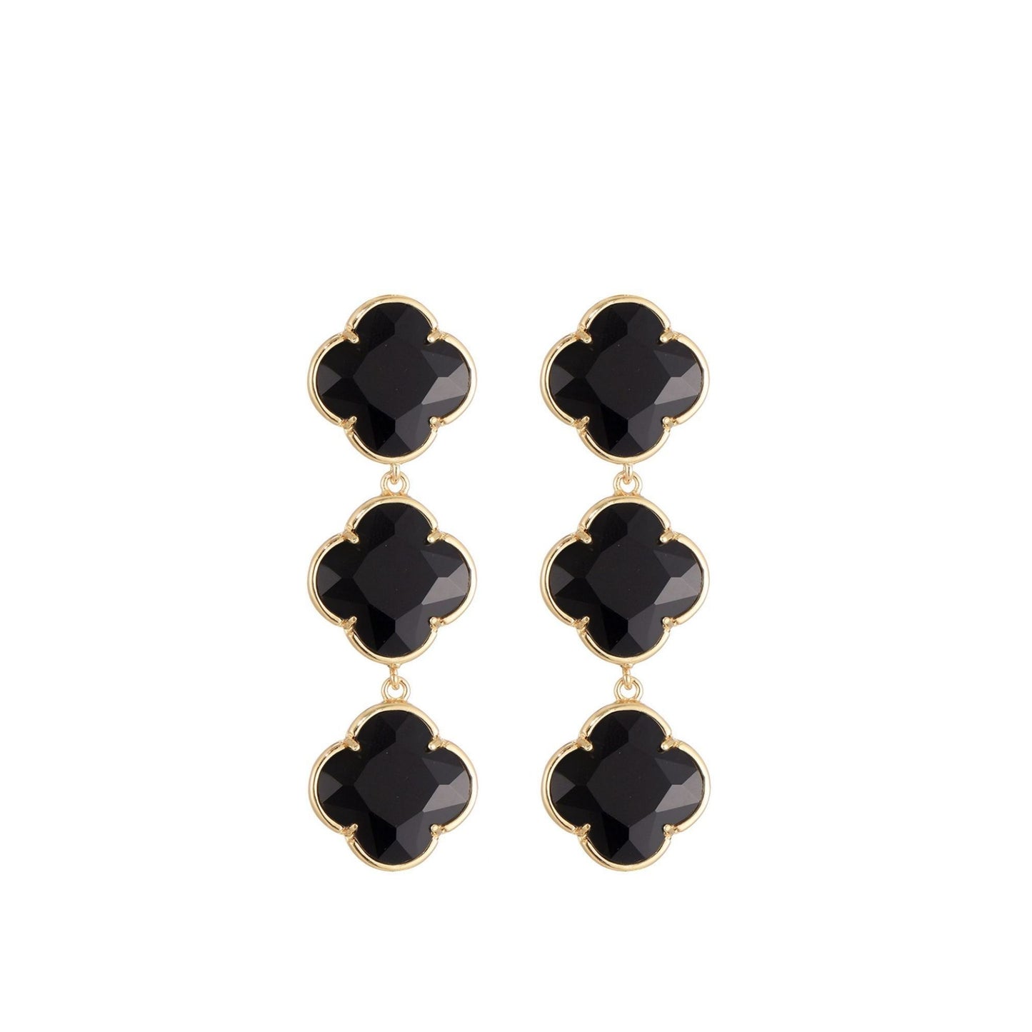 Triple Clover Zwart Oorbellen