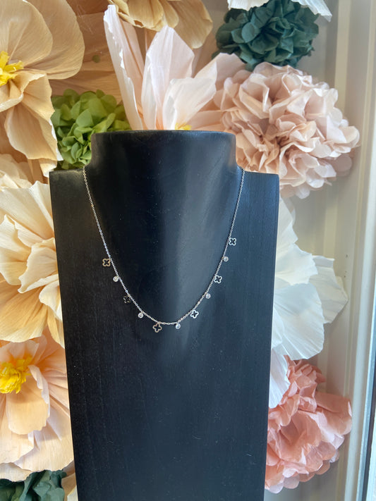 Klaver zirconia zilver ketting