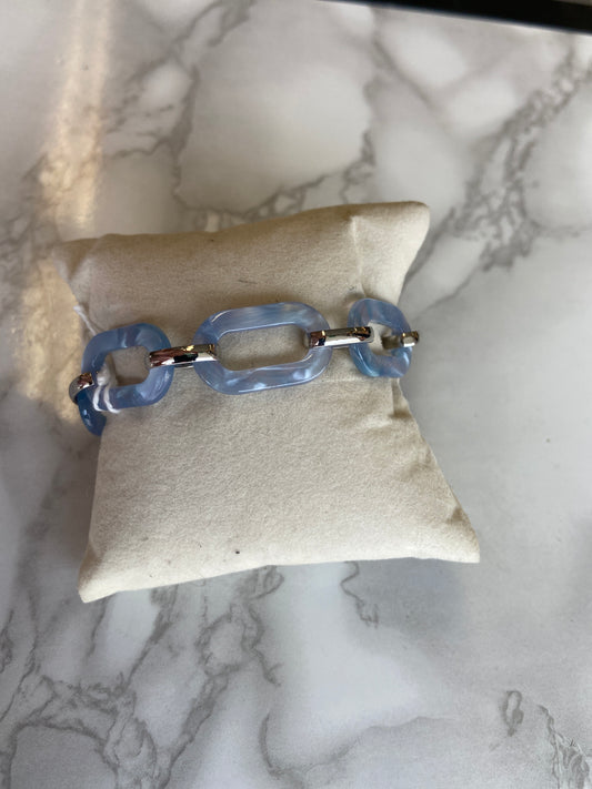 Chunky ovaal blauw met zilver armband