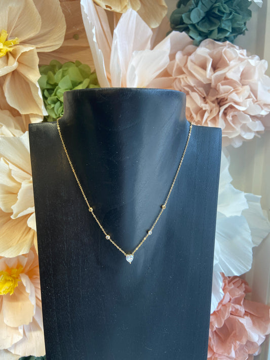 Zirconia heart goud ketting