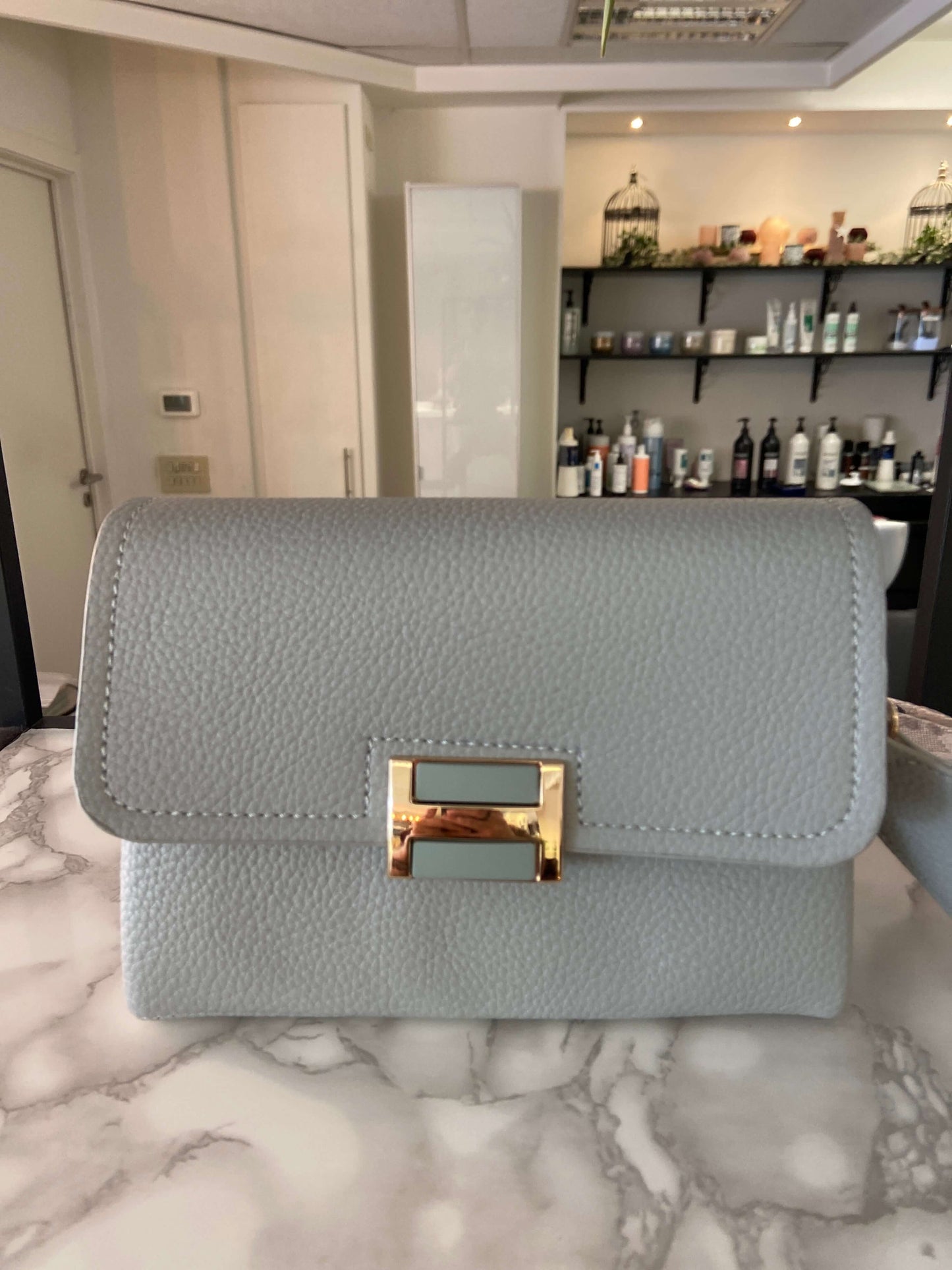 The H schoudertas grijs/blauw