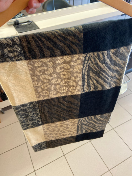 Amani sjaal beige donkerblauw
