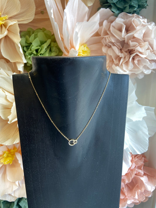 Zirconia linked circle goud ketting