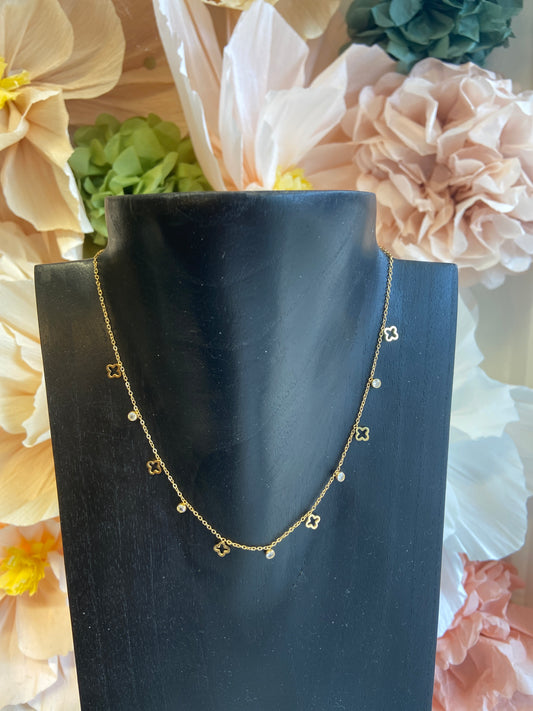 Klaver zirconia goud ketting