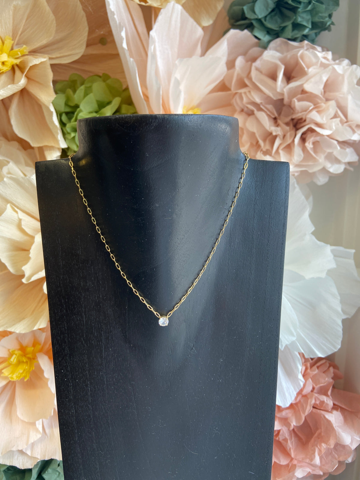 Zirconia paperclip goud ketting