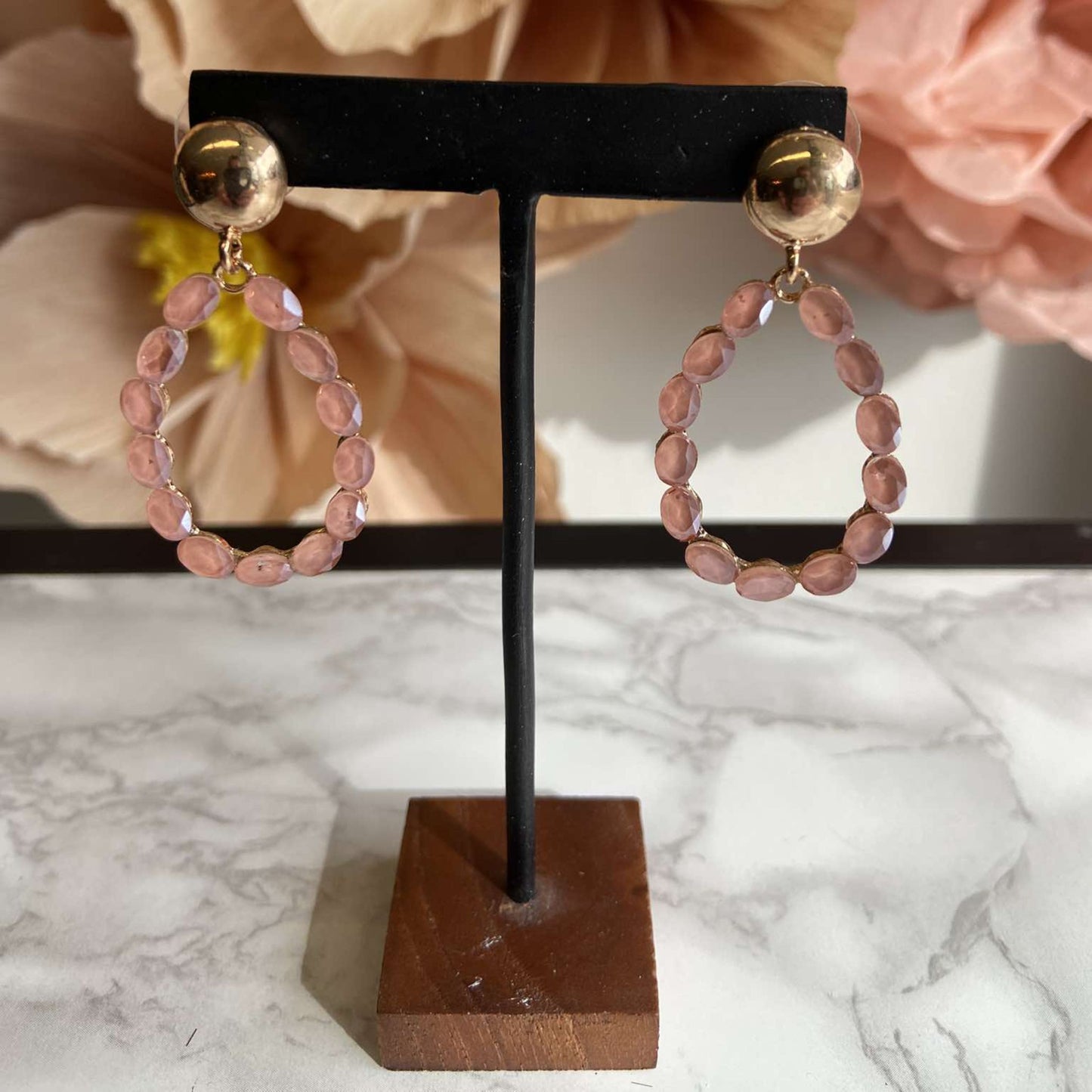 Crystal Drop Roze Oorbellen