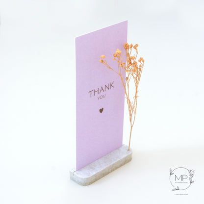 Droogbloemen kaart ‘Thank you’ met houder
