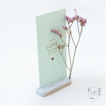 Droogbloemen kaart ‘With love’ met houder