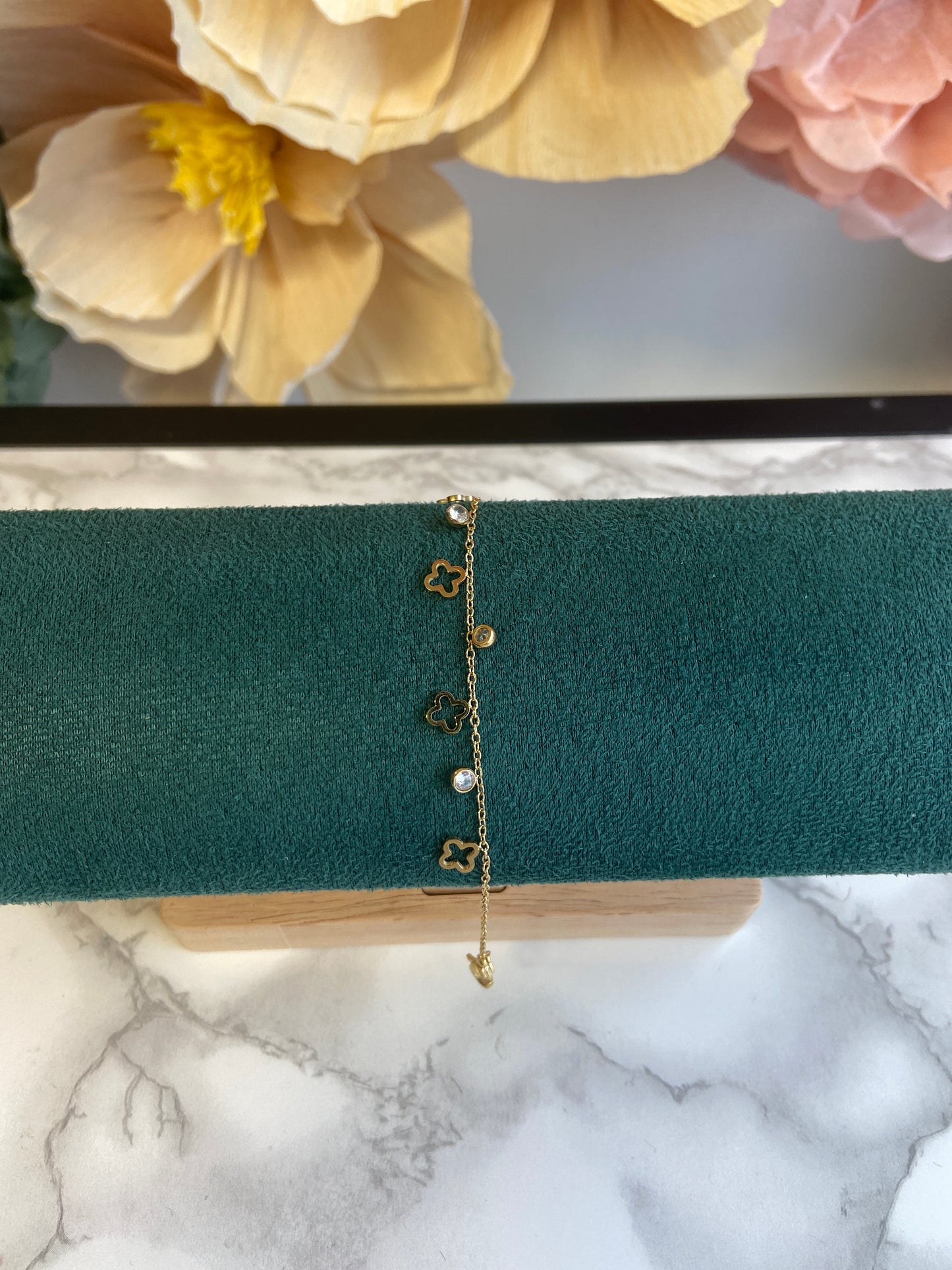 Klaver zirconia goud armband