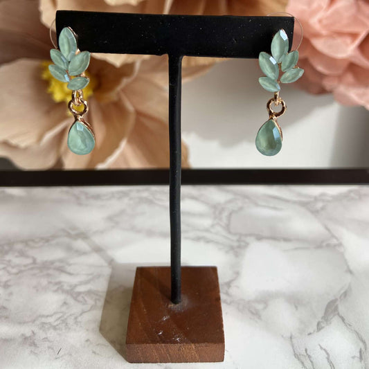 Flower & Drop Small Mint Oorbellen