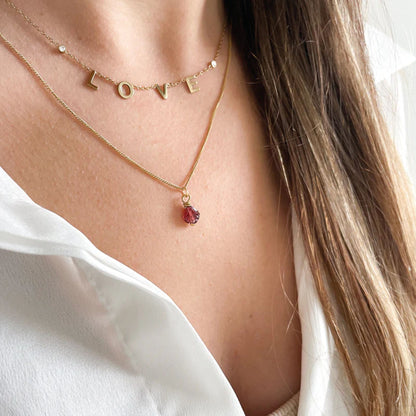 Birthstone ketting Januari - Granaat