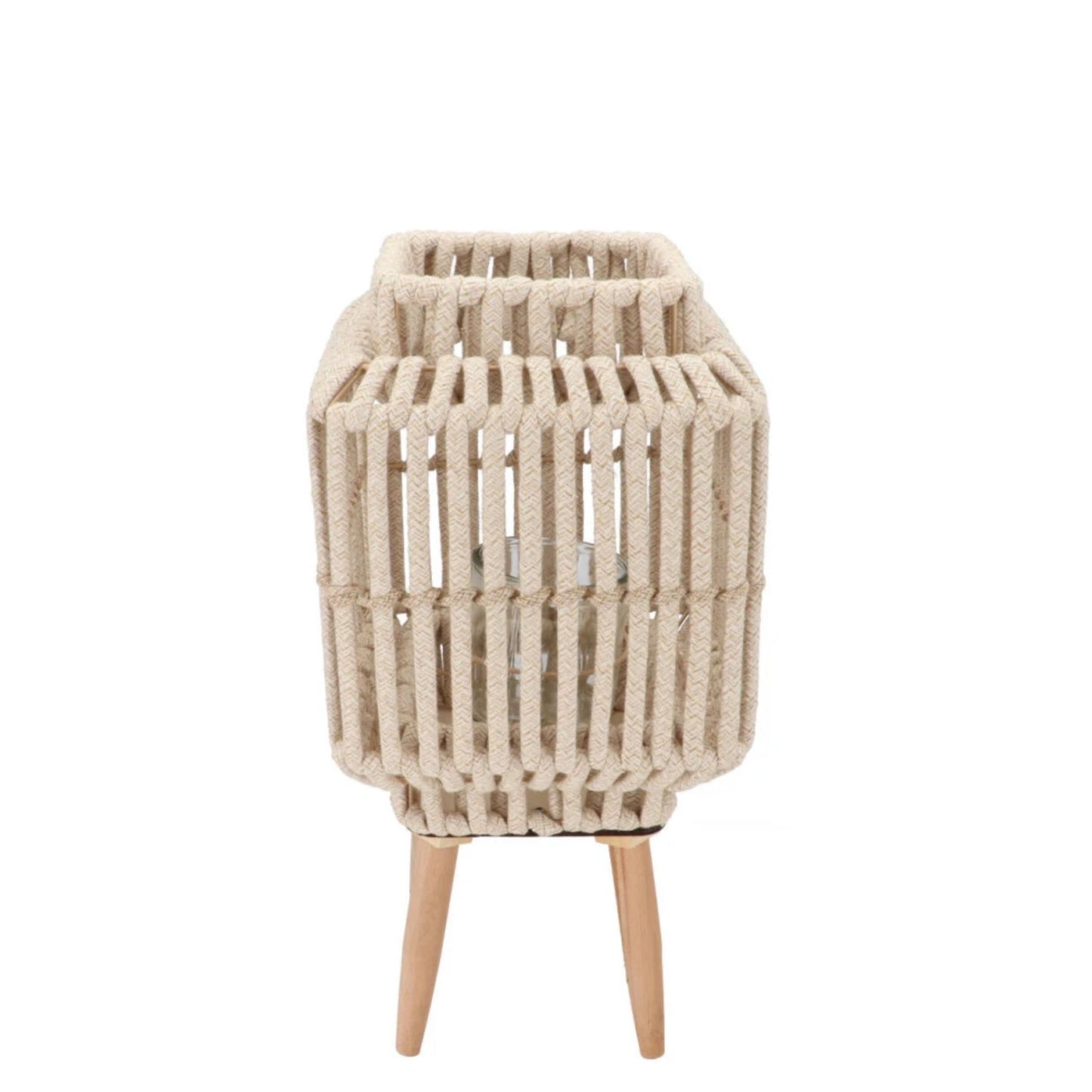 Windlicht Cruz op Pootjes – Naturel Touwdesign 13x19 cm