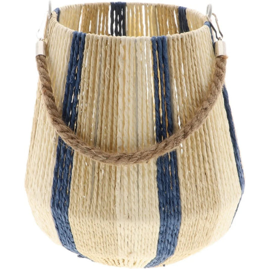 Lantaarn Jorck Blauw – Naturel & Blauw H19 x D17 cm