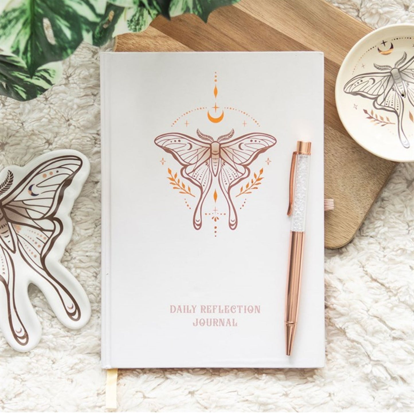 Luna Moth Gratitude Journal met Bergkirstal Pen