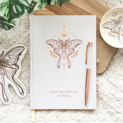 Luna Moth Gratitude Journal met Bergkirstal Pen