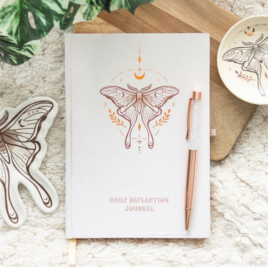 Luna Moth Gratitude Journal met Bergkirstal Pen