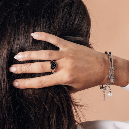 Amor Black Ring Zilver