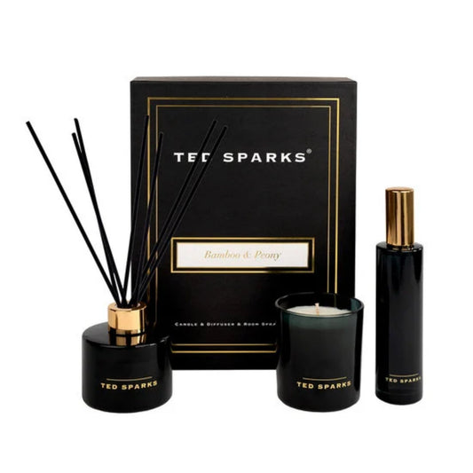 Ted Sparks Giftset Large – Geurkaars, Diffuser & Room Spray – Bamboo & Peony