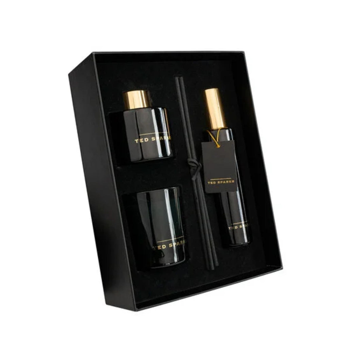 Ted Sparks Giftset Large – Geurkaars, Diffuser & Room Spray – Bamboo & Peony