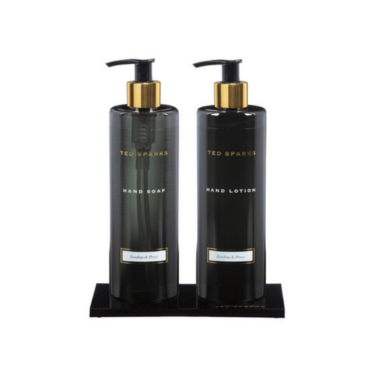 Ted Sparks Hand Gift Set – Hand Soap, Hand Lotion & Tray – Bamboo & Peony