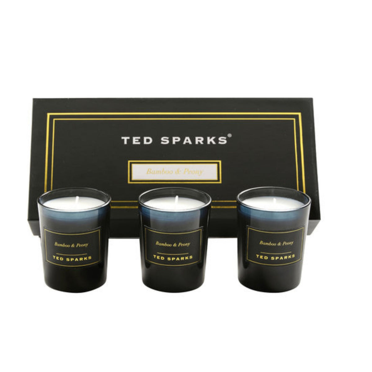 Ted Sparks Mini Candle Gift Set – 3 Geurkaarsen – Bamboo & Peony