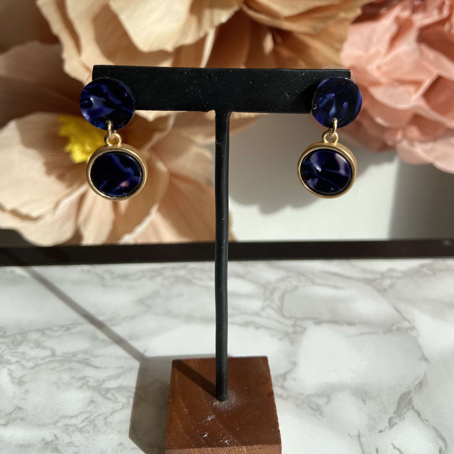 Blue Marble Dot Oorbellen