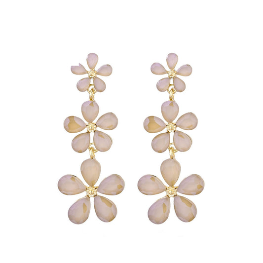Bloemen Trio Oorbellen Taupe