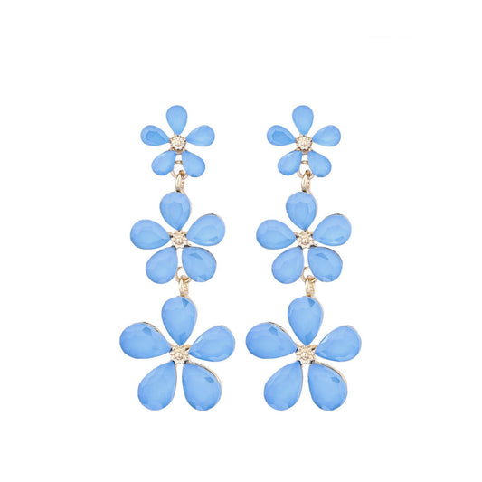 Bloemen Trio Oorbellen Licht blauw