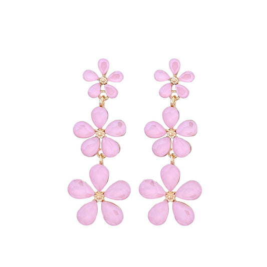 Bloemen Trio Oorbellen Roze