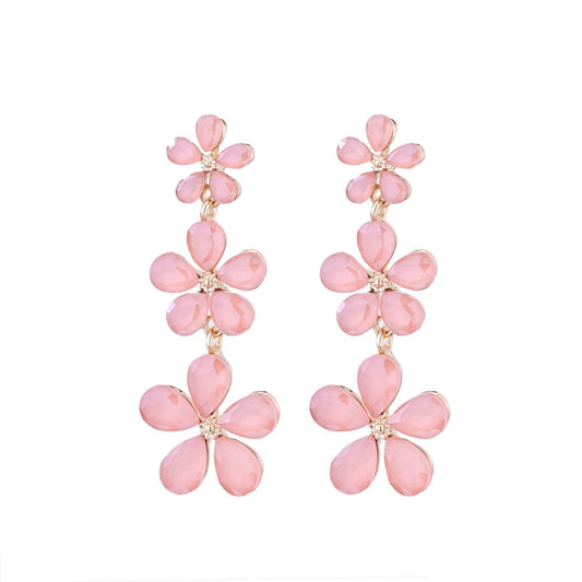 Bloemen Trio Oorbellen Zalm