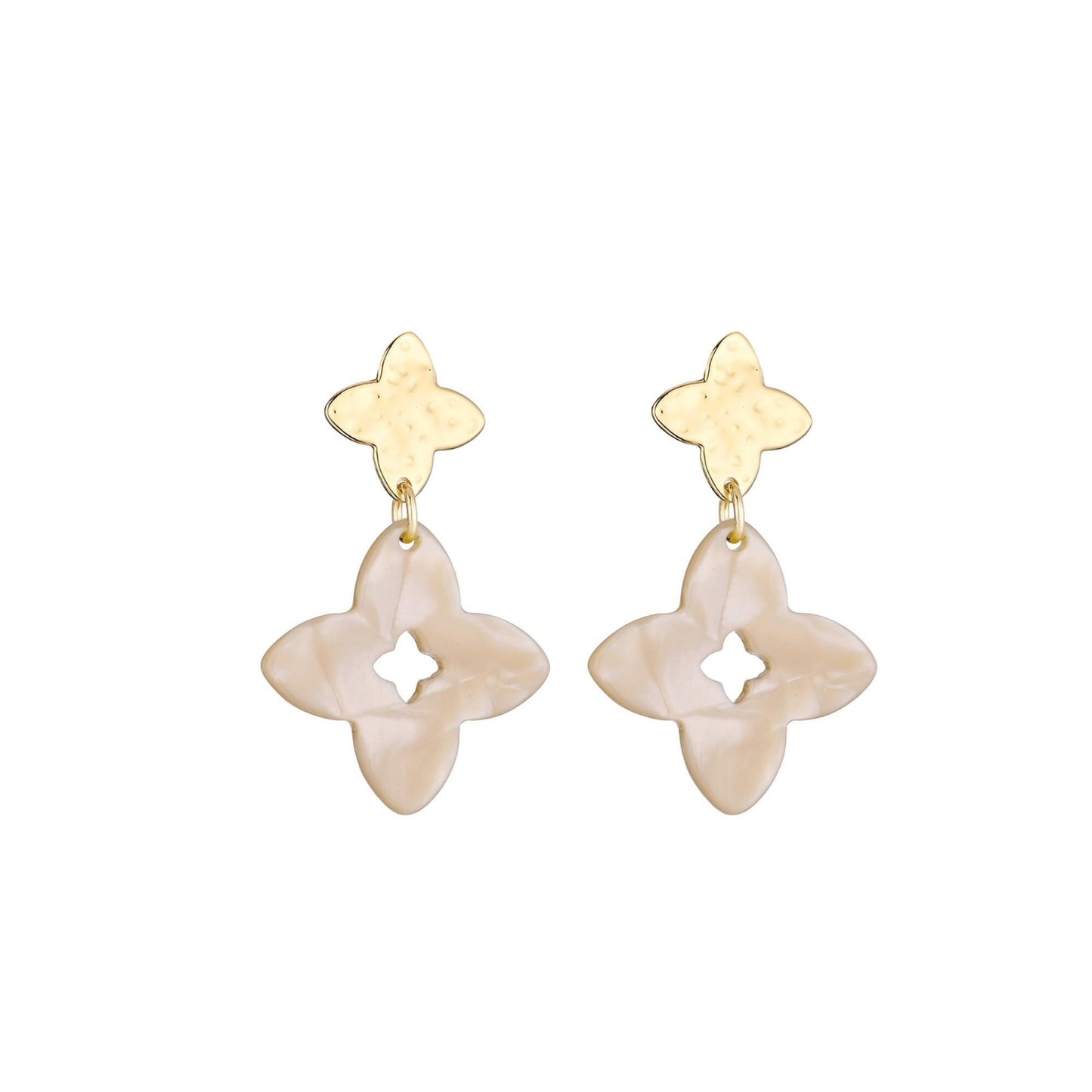 Clover Dangle Oorbellen Taupe/goud