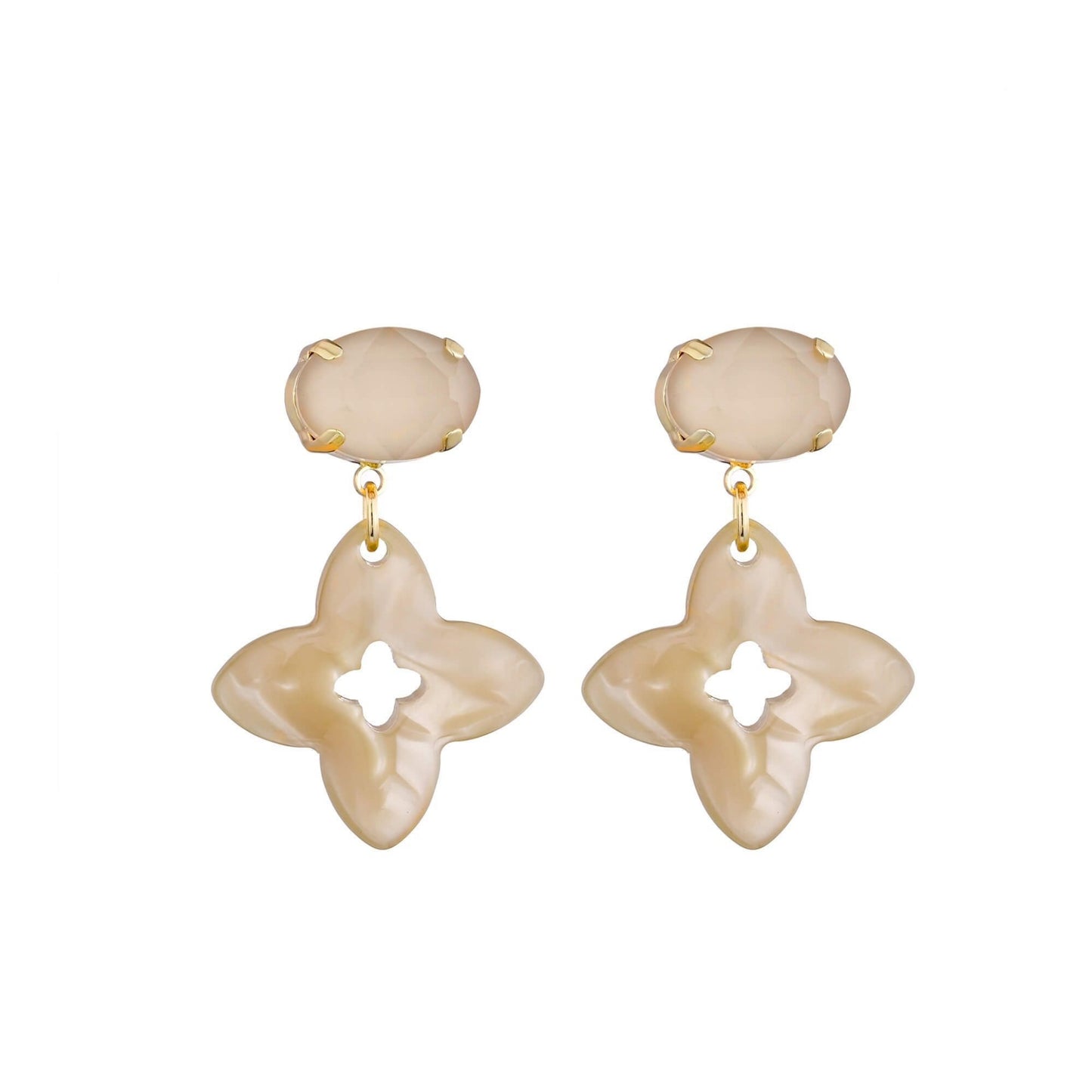 Clover Dangle Oorbellen Taupe