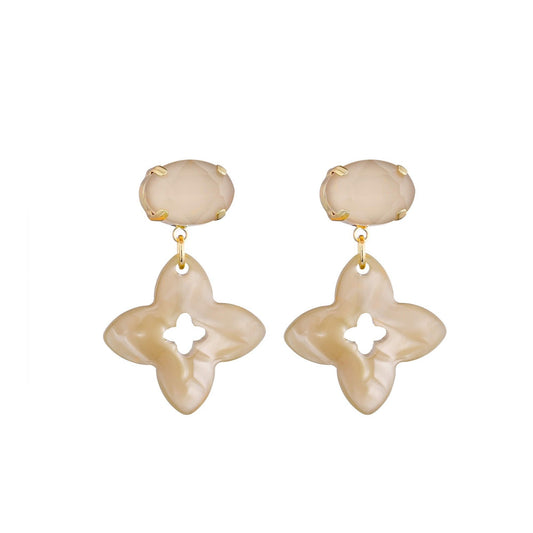 Clover Dangle Oorbellen Taupe