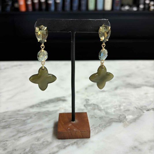 Clover Dangle Lang Groen Oorbellen