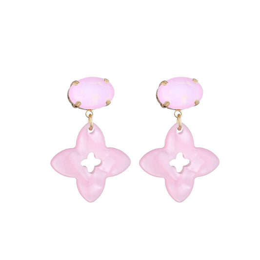 Clover Dangle Oorbellen Roze