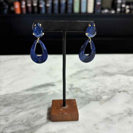 Crystal Drops Donkerblauw Oorbellen
