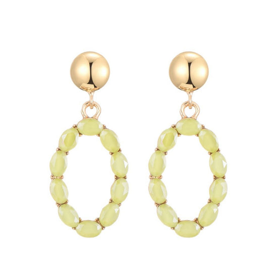 Crystal Oval Geel Oorbellen