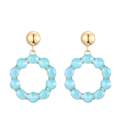 Crystal Round Blauw Oorbellen