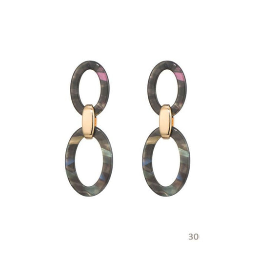 Double Oval Titanium Oorbellen